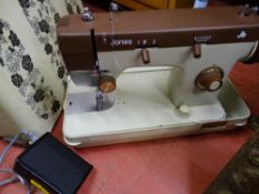 Jones electric sewing machine in case with pedal E/T