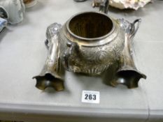 Pair of Art Nouveau white metal vases etc