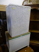 Two Lloyd loom style linen baskets