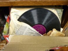 Box of vintage gramophone records