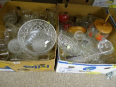 Two boxes of vintage glassware