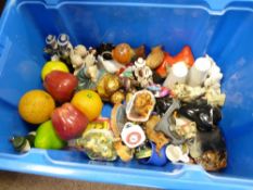 Crate of ornamental figurines etc
