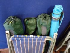 Small quantity of foldaway camping chairs, deckchair etc