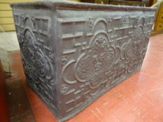 A COMPOSITE REPRODUCTION OF A LARGE GEORGIAN LEAD PLANTER, a small example, two galvanized