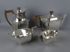 A FOUR PIECE SILVER TEASET, Thomas Bradbury & Sons, Maker, Sheffield, hallmarks for 1925, 1929 and