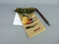 A VICTORIAN MEERSCHAUM PIPE, cased with white metal mounts and inscription 'James Amphlett Junior,