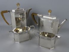 AN ART DECO SILVER FOUR PIECE TEASET by Mappin & Webb, Sheffield hallmarks for 1932 and 1934, 57
