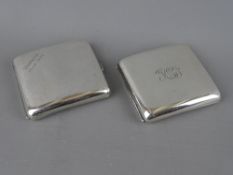 TWO SILVER CIGARETTE CASES, London hallmarks for 1919 and 1928, 8.1 troy ozs gross, 8.5 cms square