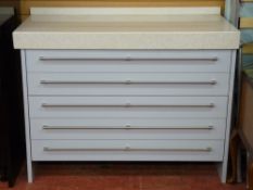 A CROWN IMPERIAL FIVE DRAWER WORKSTATION, ultra-modern with faux granite top and easy-glide drawers,