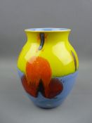 A VIBRANT POOLE POTTERY MATISSE VASE, 20 cms high