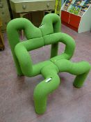 A VARIER EKSTREM CHAIR in green fabric, designed by Terje Ekstrom, 79 cms high, 68 cms wide, 69