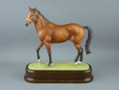 ROYAL WORCESTER EQUESTRIAN MODEL 'Nijinsky 1971', numbered 186 by Doris Lindner, on a wooden base,