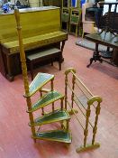 A MODERN SET OF LIBRARY STEPS and a towel airer