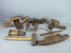 TWO CRATES OF COOPERS TOOLS including downright shaves, adze, a driver, round shave, croze etc, some