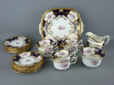 A TWENTY ONE PIECE COALPORT BLUE BATWING TEASET to include six place setting trios, a 25 cms