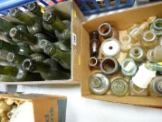 Two boxes of old ale, ink and similar bottles