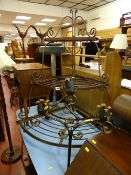 Cast iron corner planter and a metal electrified candelabra