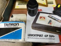 Parcel of photography equipment including boxed Tamron lens