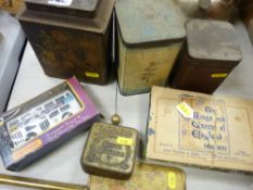 Vintage old tins including Jacobs Cream Crackers, bubble packed diecast royal wedding vehicle,