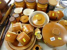 Quantity of Hornsea '1977 Saffron' tableware and a Portmeirion 'Magic City' storage pot and cover