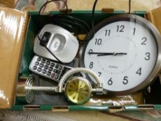 BT Handsfree 'phone with charger, two Quartz clocks etc