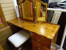 Pine bedroom suite of dressing table and two door wardrobe