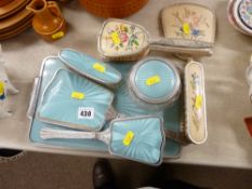 Art Deco style dressing table mirror and brush set and one other