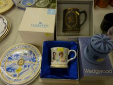 Commemorative pottery and porcelain including a Conwy Tunnel opening plate dated 1991, two boxed