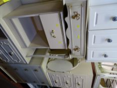 Extensive French style bedroom suite, cream with gilt highlighting, twelve pieces in all plus a