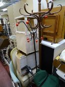 Parcel of white loom furniture, mirror, metal coatstand and a bentwood coatstand