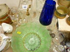 Pair of square whisky decanters and parcel of other glassware