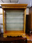 Classically styled yew wood open display cabinet