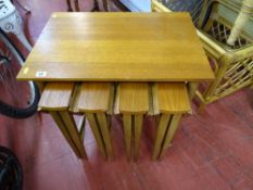 Light wood nest of five tables
