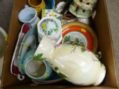 Interesting box of ornamental china and pottery