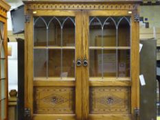 Good reproduction oak two door bookcase