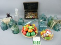 Collection of vintage ink bottles etc