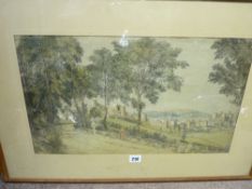 Historic scene of Conwy Castle and Walls from an unusual angle with figures on a track