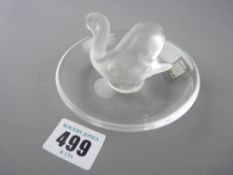 Lalique swan pin dish having original paper label and etched signature
