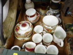 Box of teaware to include Royal Albert 'Old Country Roses'
