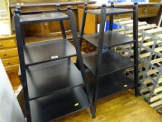 Pair of graduated four shelf display units