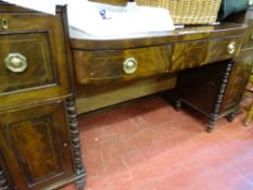 Regency mahogany pedestal sideboard with boxwood string inlay