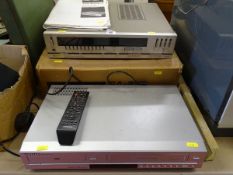 Technics separate SA-313L stereo receiver and a Samsung VCR and DVD player E/T