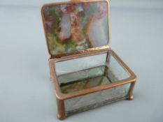 Claussen etched glass and agate pill box dated 1987