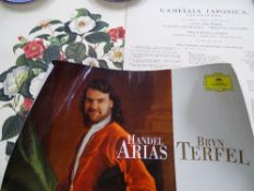 Advertising poster for 'Bryn Terfel, Handel Arias' and three unframed prints - still life