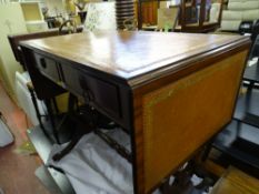 Leather tooled top sofa table