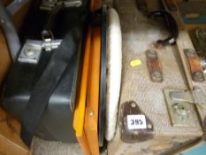 Two vintage suitcases etc