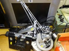 Parcel of small electrics including monitor, iPod station, digibox, anglepoise lamp etc E/T