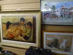 JACK BROWN mixed media - dogs and a quantity of other paintings and prints