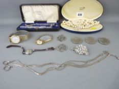 Quantity of jewellery, coins and watches