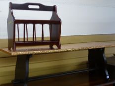 Beaten copper top coffee table and a magazine rack